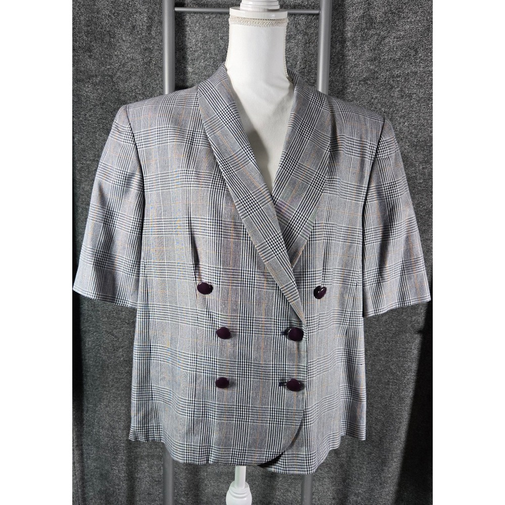 Pendleton Country Sophisticates Grey Plaid Short Sleeve Blazer 16W W452-570 USA